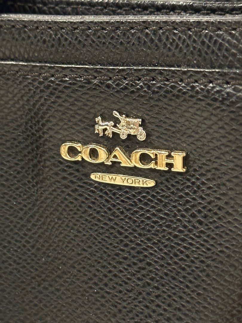 Coach Crossbody Double Zipper Black Leather, Luxury, Bags & Wallets on