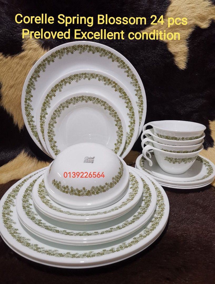 Corelle Spring Blossom 24 pcs, Furniture & Home Living, Kitchenware ...