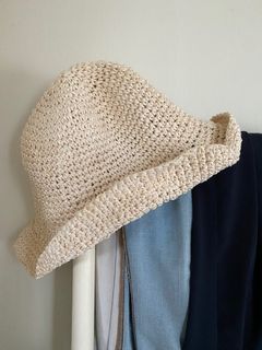 Cream Bucket Straw Hat