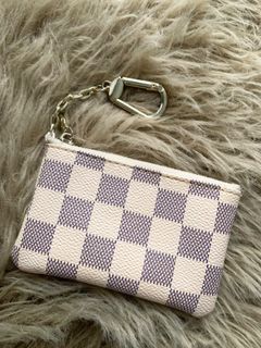 Checkered Key Wallet - Cream