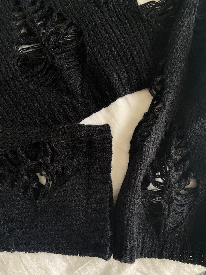 Frayed sale black sweater