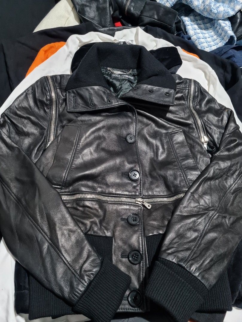 Dolce&Gabbana multi zip leather jacket (Category: Luxury Apparel) located in Baguio. Submitted by fullroom.dgs (Listing ID 1254771473, Image 2). Description: Dolce&Gabbana multi zip leather jacket Excellent condition Small Price: 7800php + shipping fee Location: Baguio city Payment thru: Gcash only Courier thru: Jnt only.