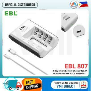 EBL LN-6420 4 Bay Smart Battery Charger for AA AAA Batteries Rechargeable VMI DIRECT