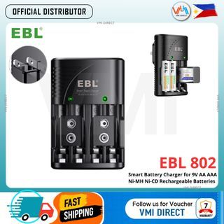 EBL LN-6422BK 802 Smart Battery Charger for 9V AA AAA Rechargeable Batteries Wall Plug VMI Direct