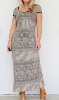 Elegant vintage crochet maxi dress