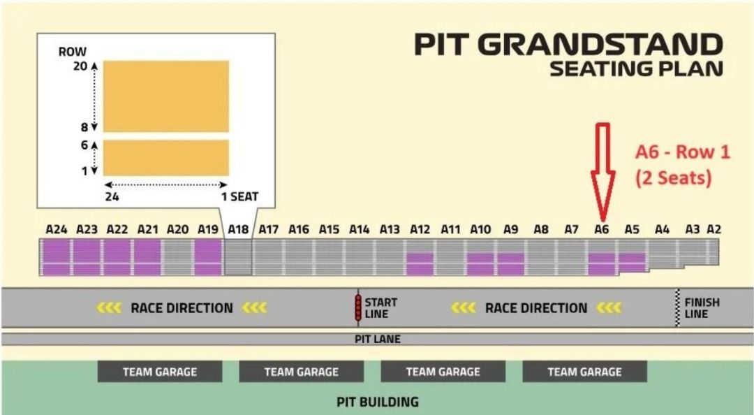 First Row (Saturday only) 2 X Singapore F1 Pit Grandstand tickets ...