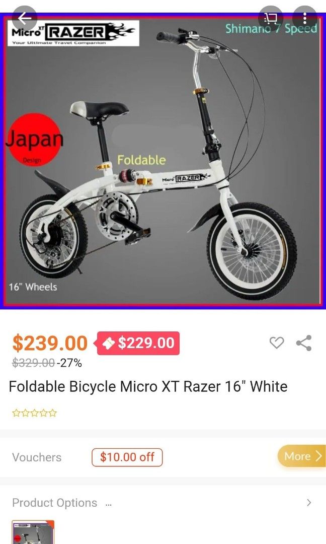 Micro razer folding sale bike