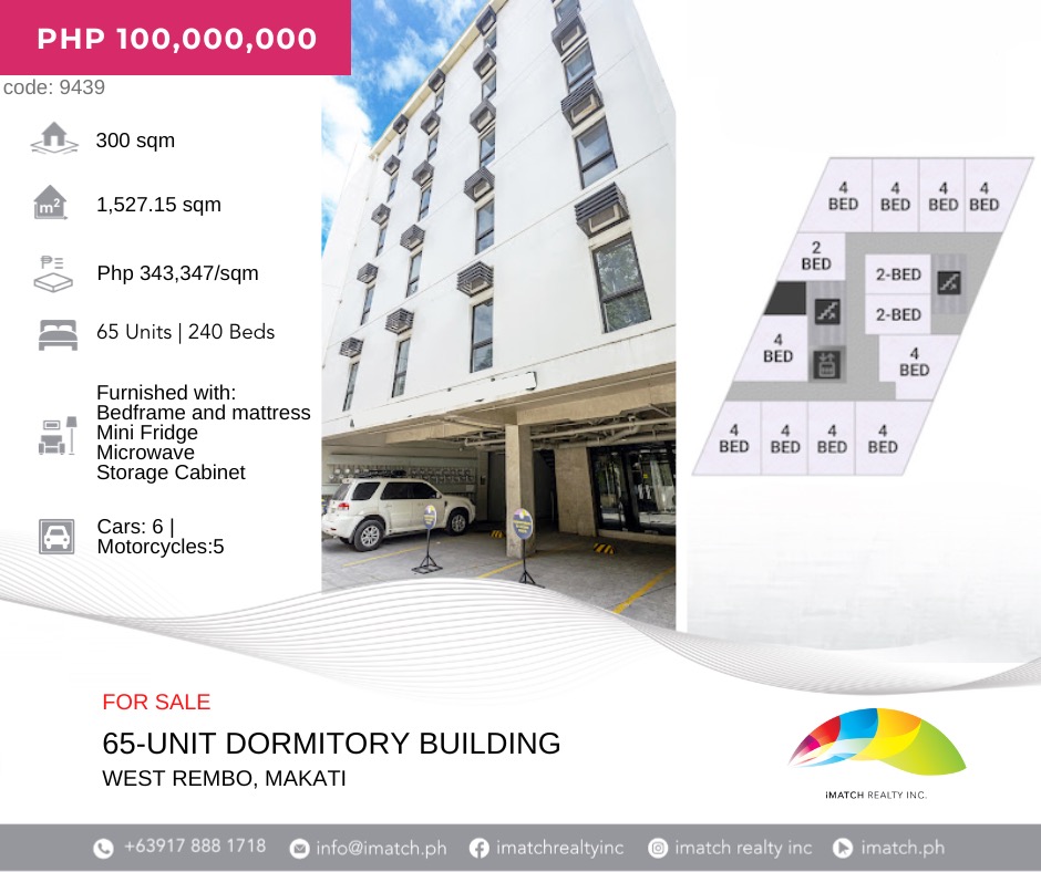 For Sale 65Unit Dormitory Building, West Rembo Makati City, P100M