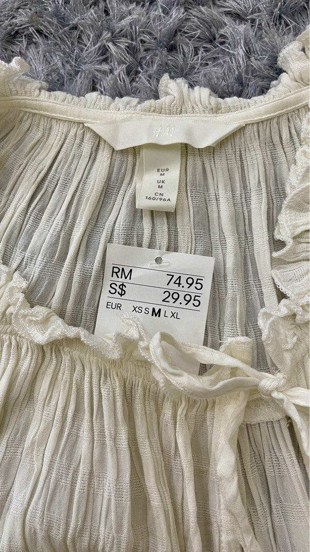 For sale Brand New H M White Frilled Collar Top Size Medium