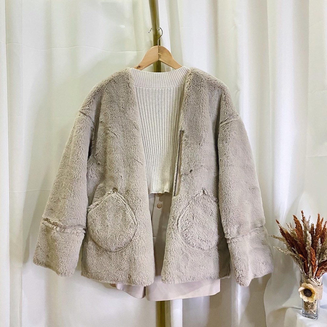 Fur jacket (ash - small to medium), Women's Fashion, Coats, Jackets and ...