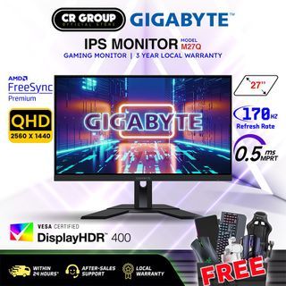GIGABYTE M27Q Gaming Monitor-27" IPS Display-AMD FreeSync Premium-QHD (2560 x 1440) -170Hz Refresh Rate - 0.5MS MPRT