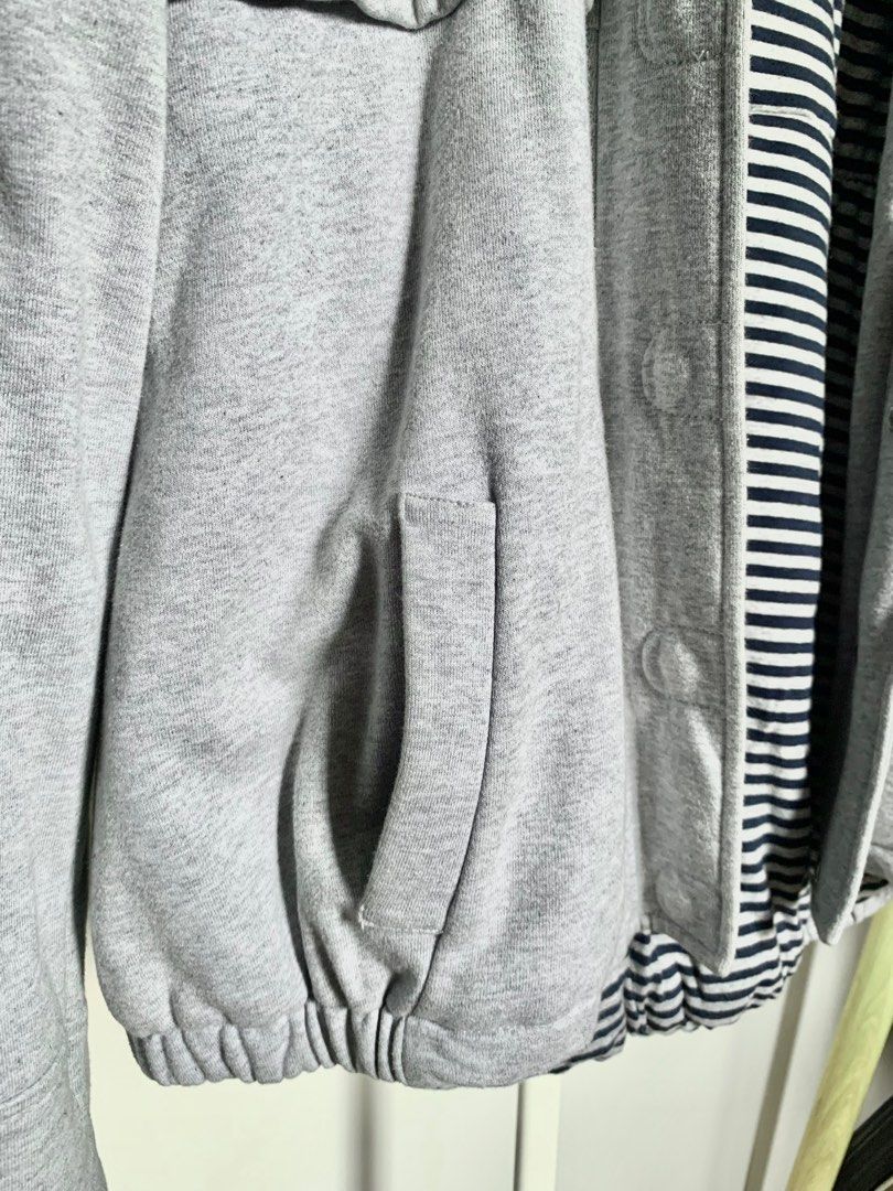 Gray Cotton Puffer Jacket (Category: Coats, Jackets and Outerwear) located in Caloocan City. Submitted by hellodeco (Listing ID 1254650784, Image 3). Description: Gray Cotton Puffer Jacket with Stripes Cotton Lining Size: XL on tag but will fit S - M Used on our Japan trip. See last photo for when worn. Needs washing lang. Has also yellow stains due to storage for years. It can be remove when washed, no time na lang to wash sorry! (See photos for