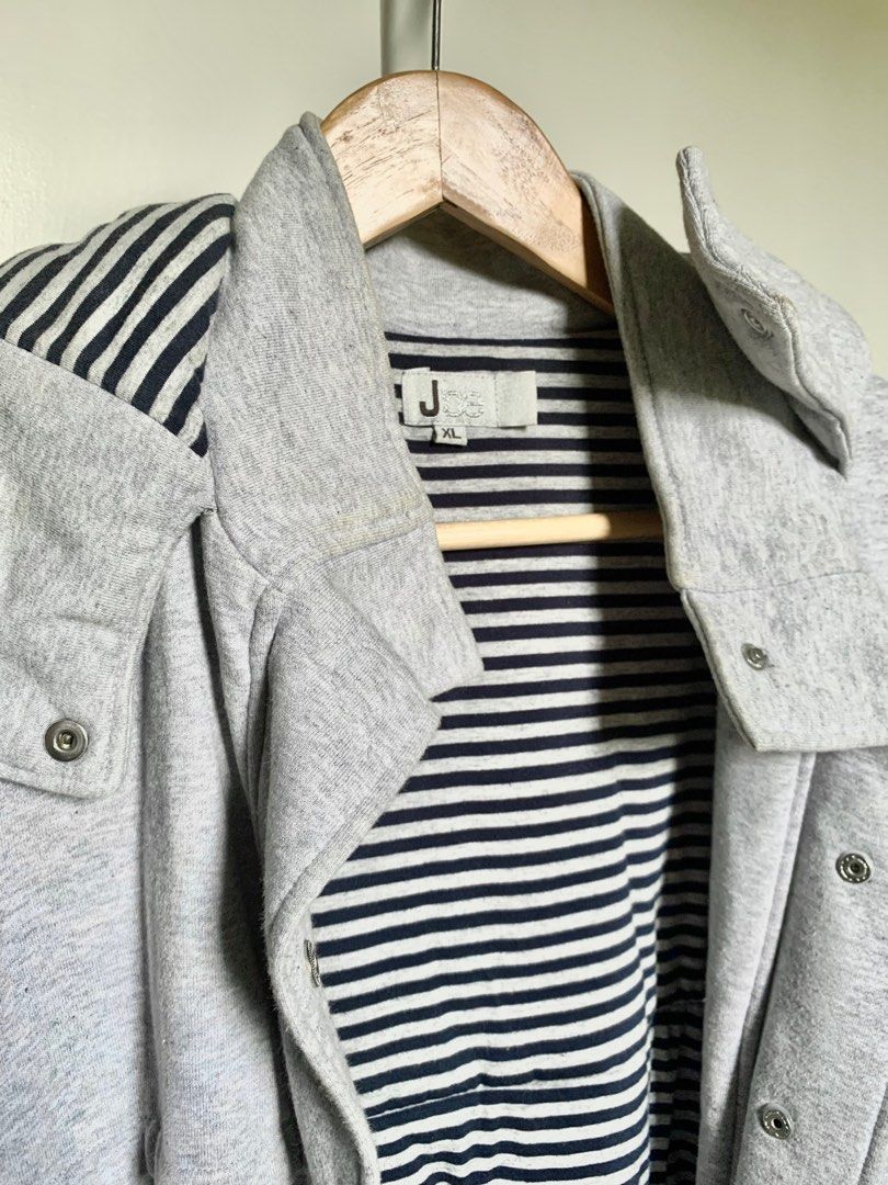 Gray Cotton Puffer Jacket (Category: Coats, Jackets and Outerwear) located in Caloocan City. Submitted by hellodeco (Listing ID 1254650784, Image 2). Description: Gray Cotton Puffer Jacket with Stripes Cotton Lining Size: XL on tag but will fit S - M Used on our Japan trip. See last photo for when worn. Needs washing lang. Has also yellow stains due to storage for years. It can be remove when washed, no time na lang to wash sorry! (See photos for