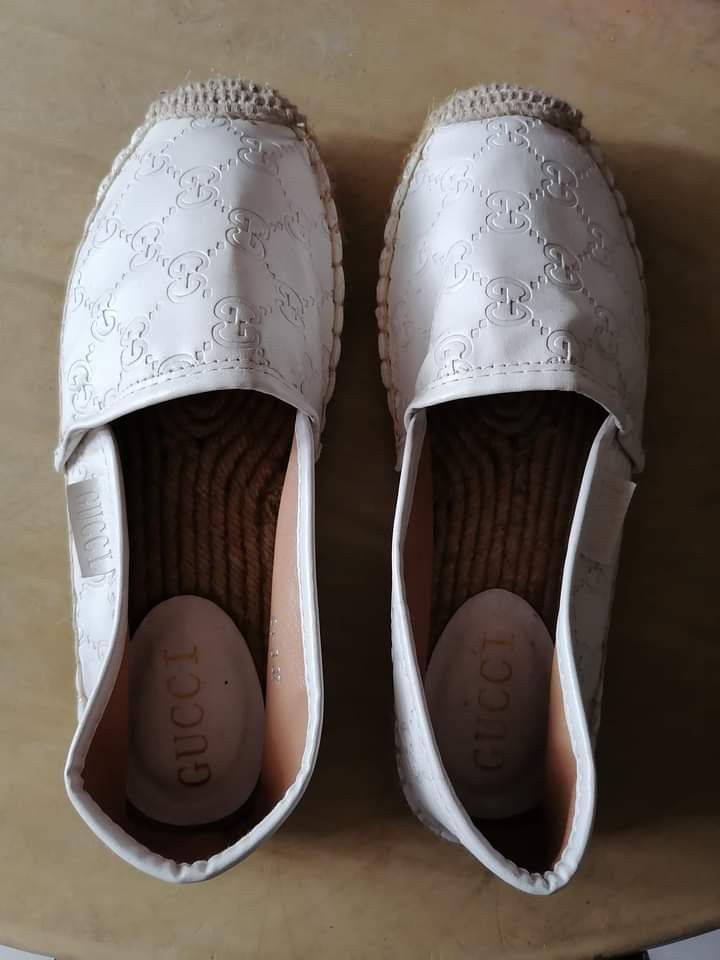 Gucci signature leather outlet espadrille white
