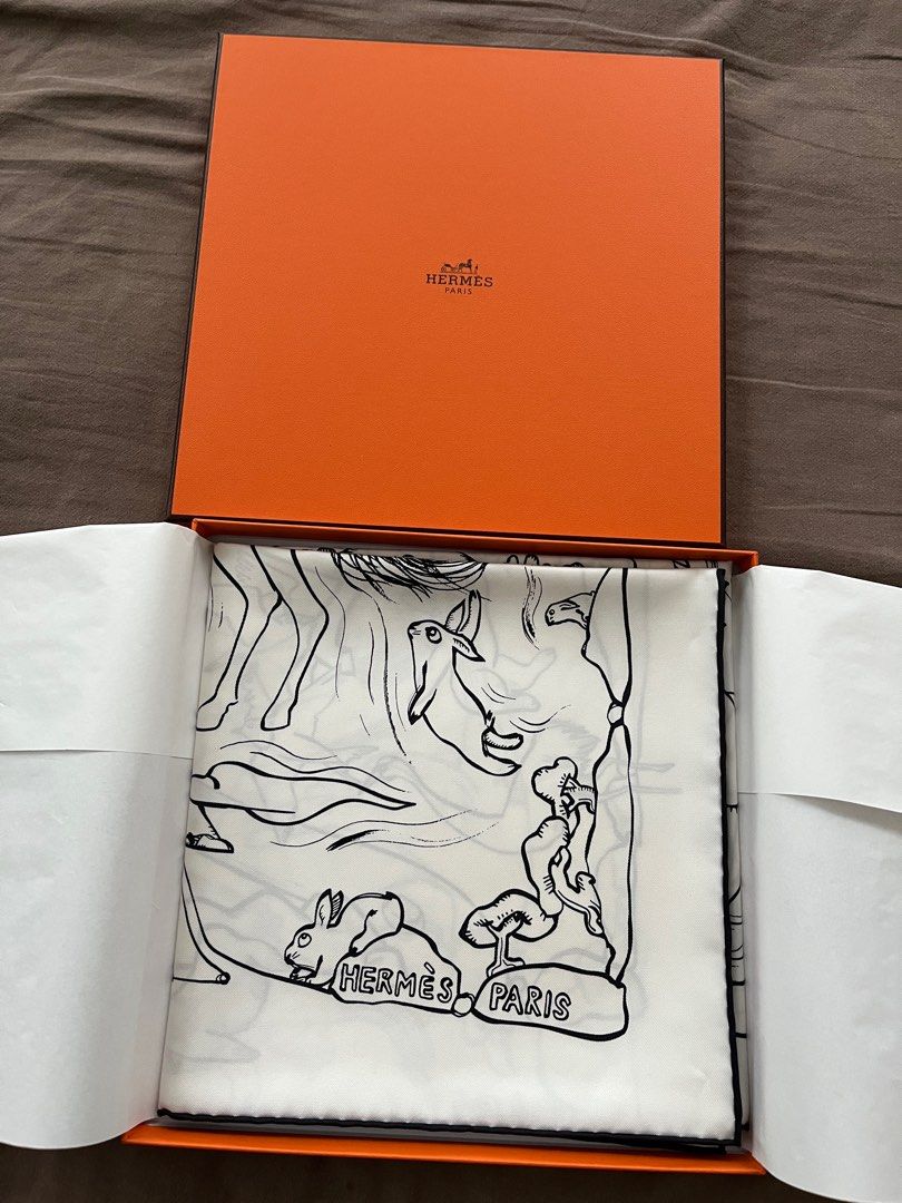 HERMES 2023 'Mille et Un Lapins' Silk Twill 90 Scarf *New - Timeless  Luxuries