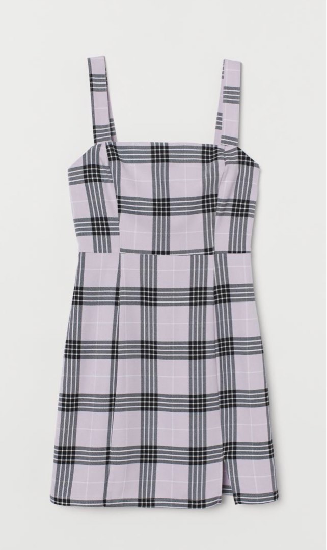 h&m purple plaid dress H&M Blue Plaid Mini Dress Size 4