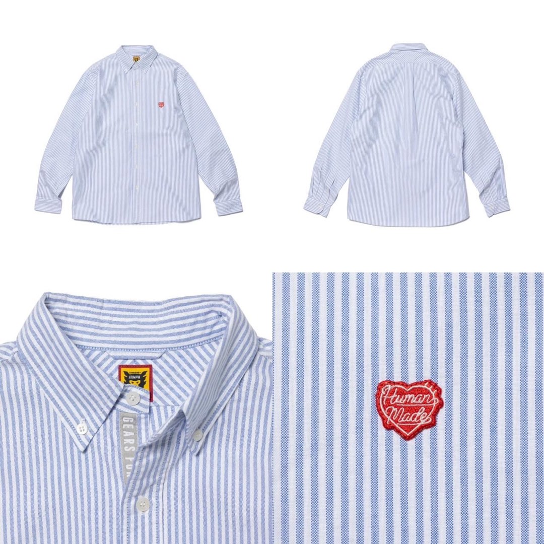 Human Made Stripe BD L/S Shirt, Men's Fashion, Tops & Sets