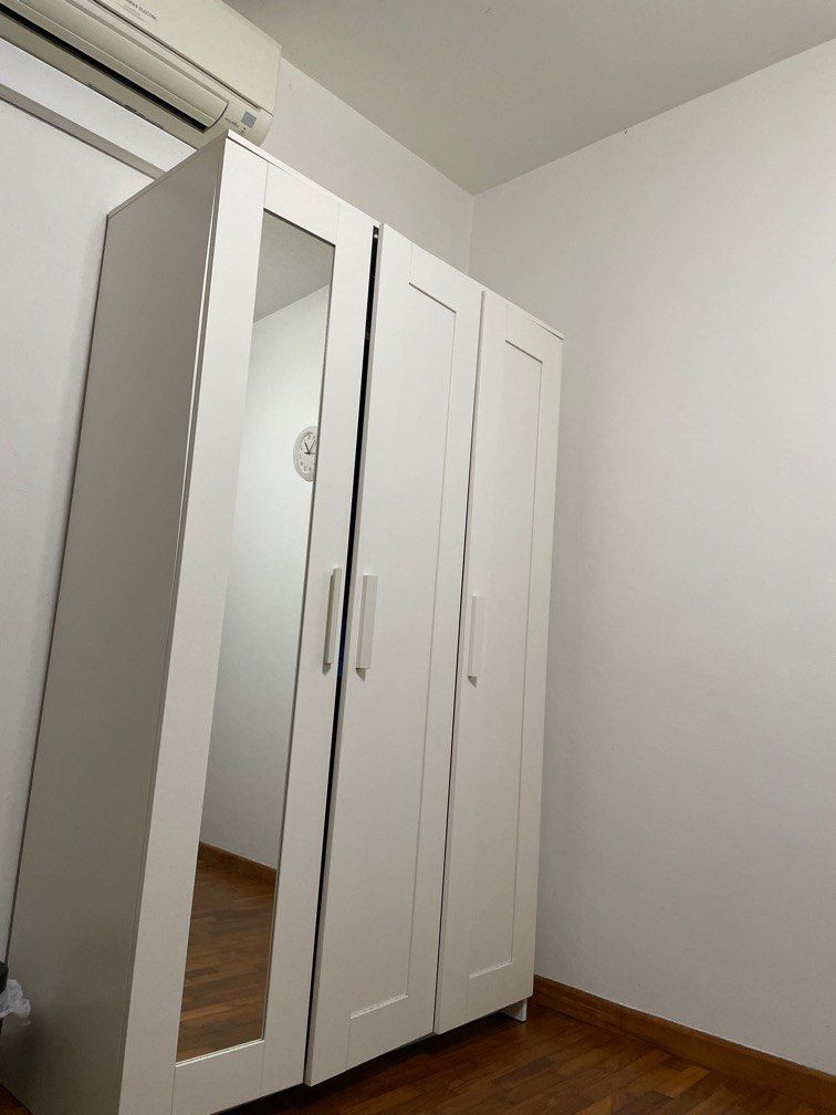 IKEA 3 Door Brimnes Wardrobe with Mirror, Furniture & Home Living