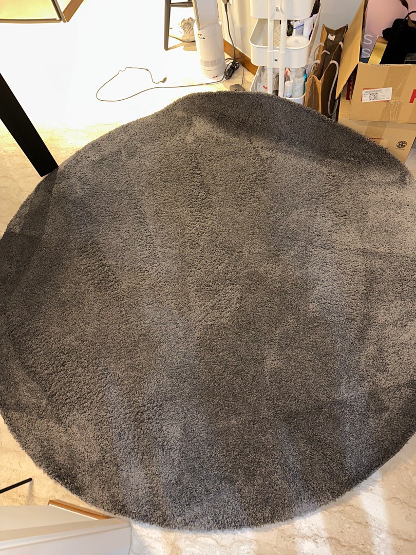 Ikea high pile rug round carpet ADUM, Furniture & Home Living, Home