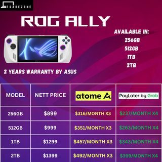 🌟INSTALMENT - Asus ROG Ally 2023 Gaming Handheld 120Hz display 512GB / 1TB / 2TB (steam deck / Nintendo Switch competitor)