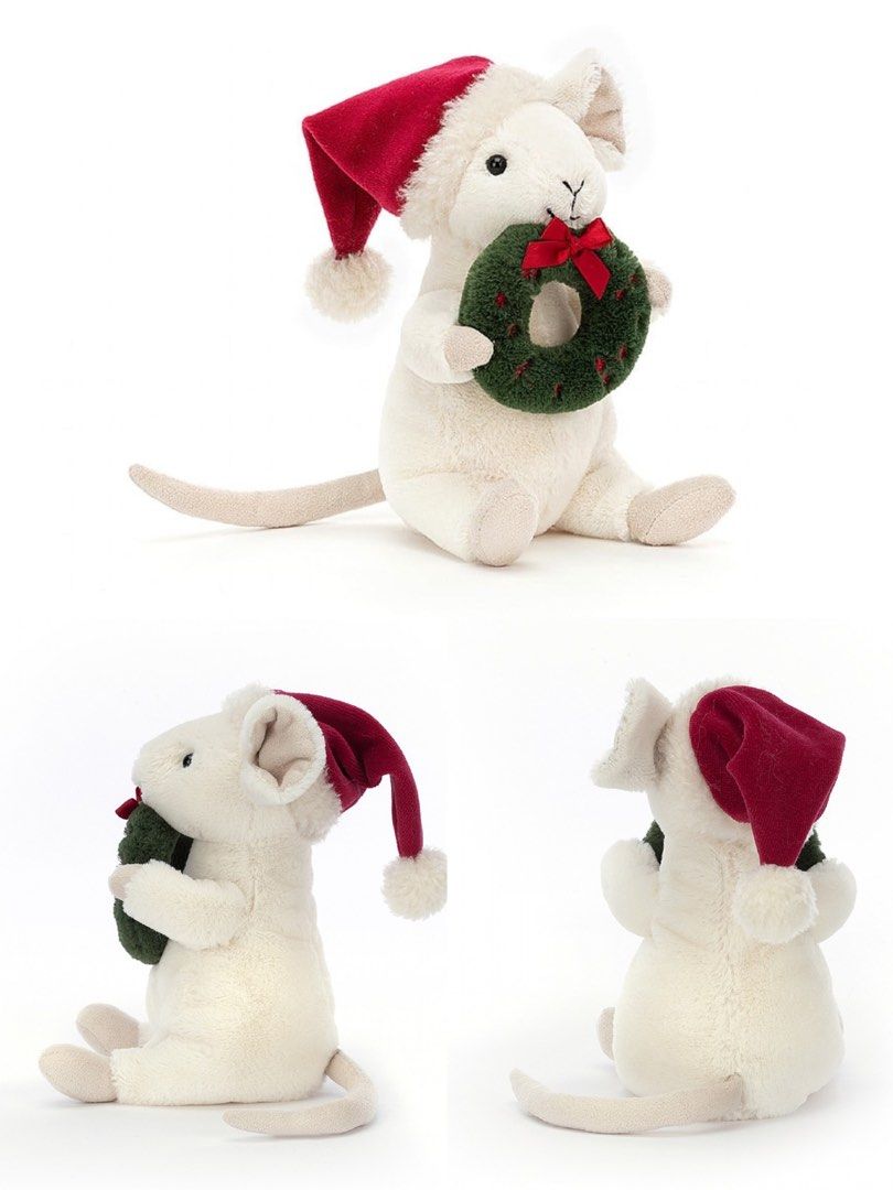 Jellycat Christmas Jellycat Merry Mouse Skiing Plush Toy - Cream