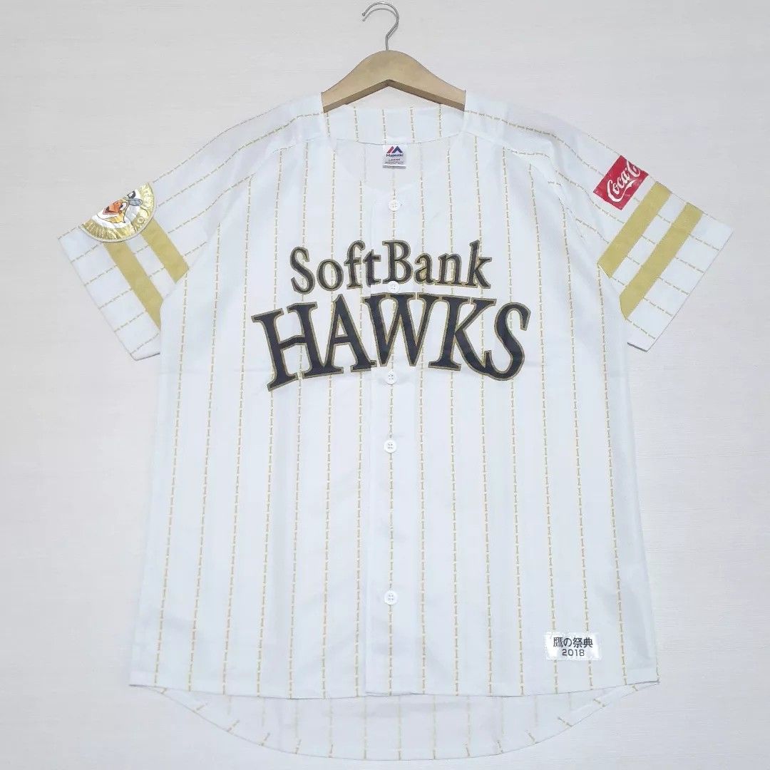 Limited Majestic Japan Softbank Hawks Baseball Takano Saiten 2018 Jersey White L