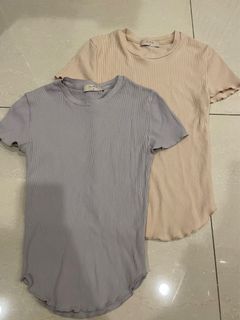 Ju min 法國棉紗貼身剪裁上衣 紫色/杏色 S號 單件200