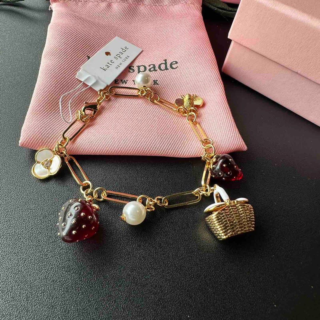 Kate spade strawberry charm bracelet clearance