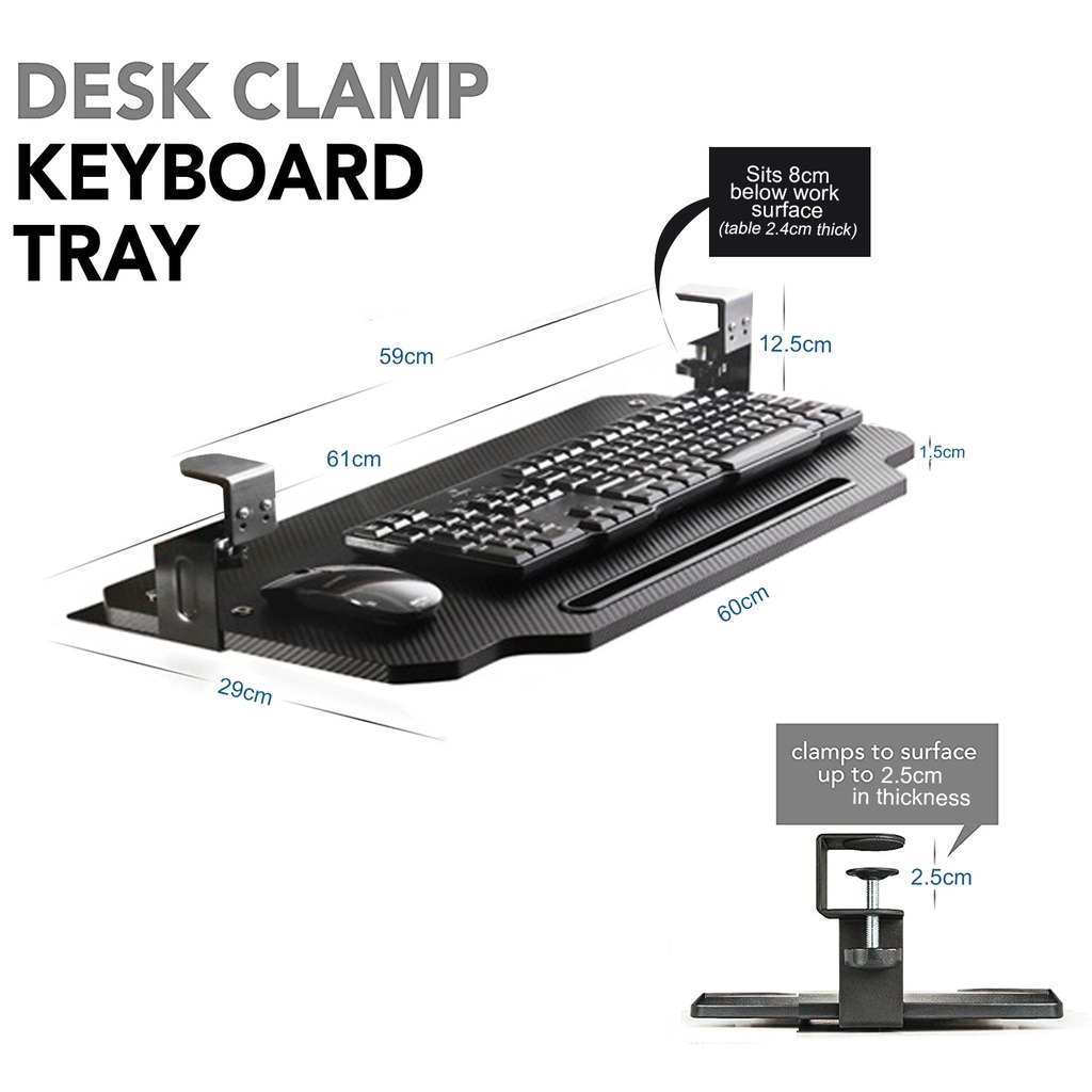Keyboard Tray Table or Monitor Desk Stand Clamp on Design in Two modes ...