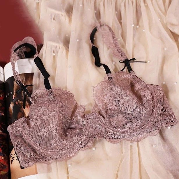 Lace Embroidery Sexy Unlined Thin Bra, Women's Fashion, New Undergarments & Loungewear  on Carousell