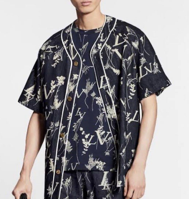 LV leaf denim baseball shirt, Men's Fashion, Tops & Sets, Tshirts & Polo  Shirts on Carousell