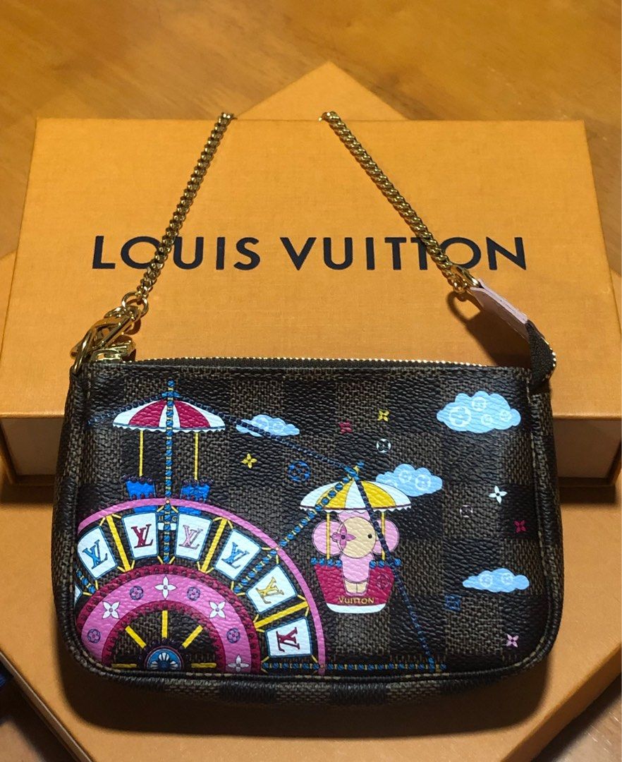 Louis Vuitton Damier Ebene 2020 Christmas Animation Big Wheel Mini Pochette  Accessories Rose Ballerine