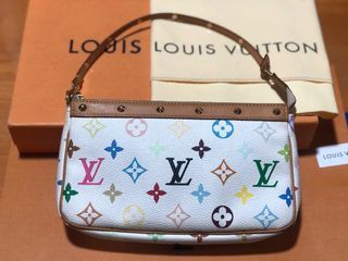 Vtg 2000s Louis Vuitton Takashi Murakami LV Monogram Rainbow Leather  Pochette Mini Shoulder Bag 