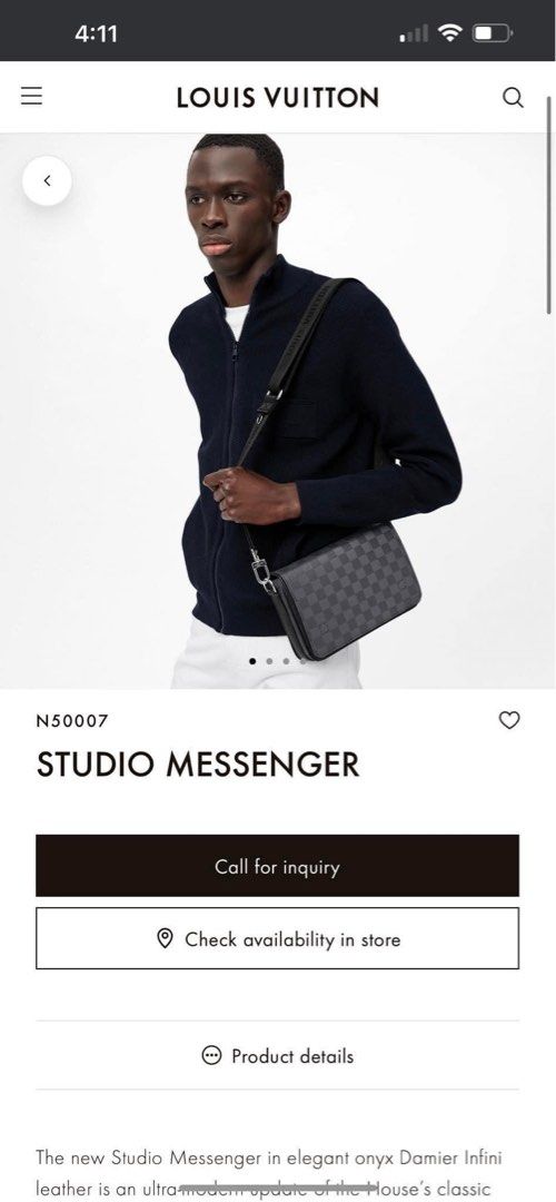 Louis Vuitton LOUIS VUITTON Bag Damier Infini Men's Shoulder Studio Black  Gray N50007