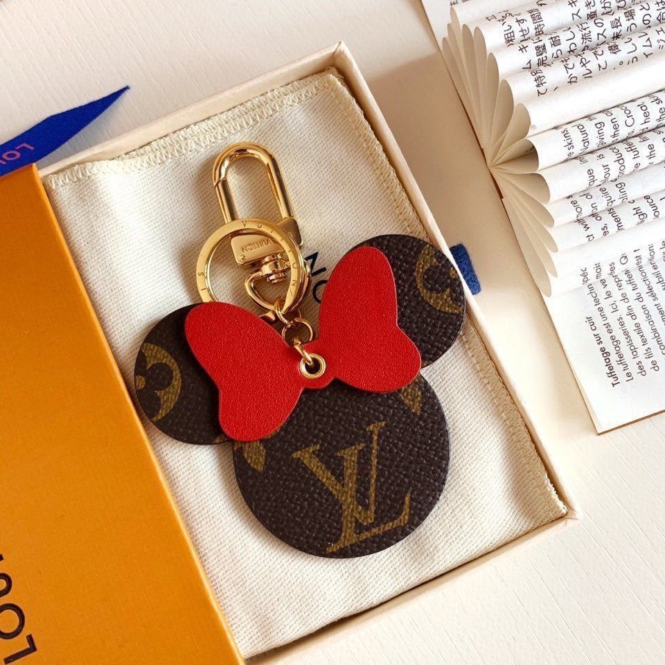 LV Cartoon Keychain Cute Mickey Leather Key Pendant Car Key Chain
