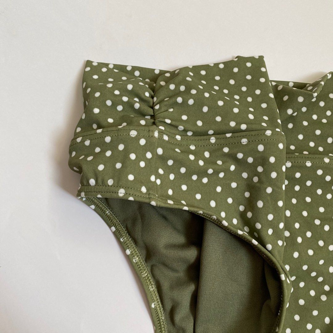 GREEN POLKA DOT HIGH WAIST BIKINI SET