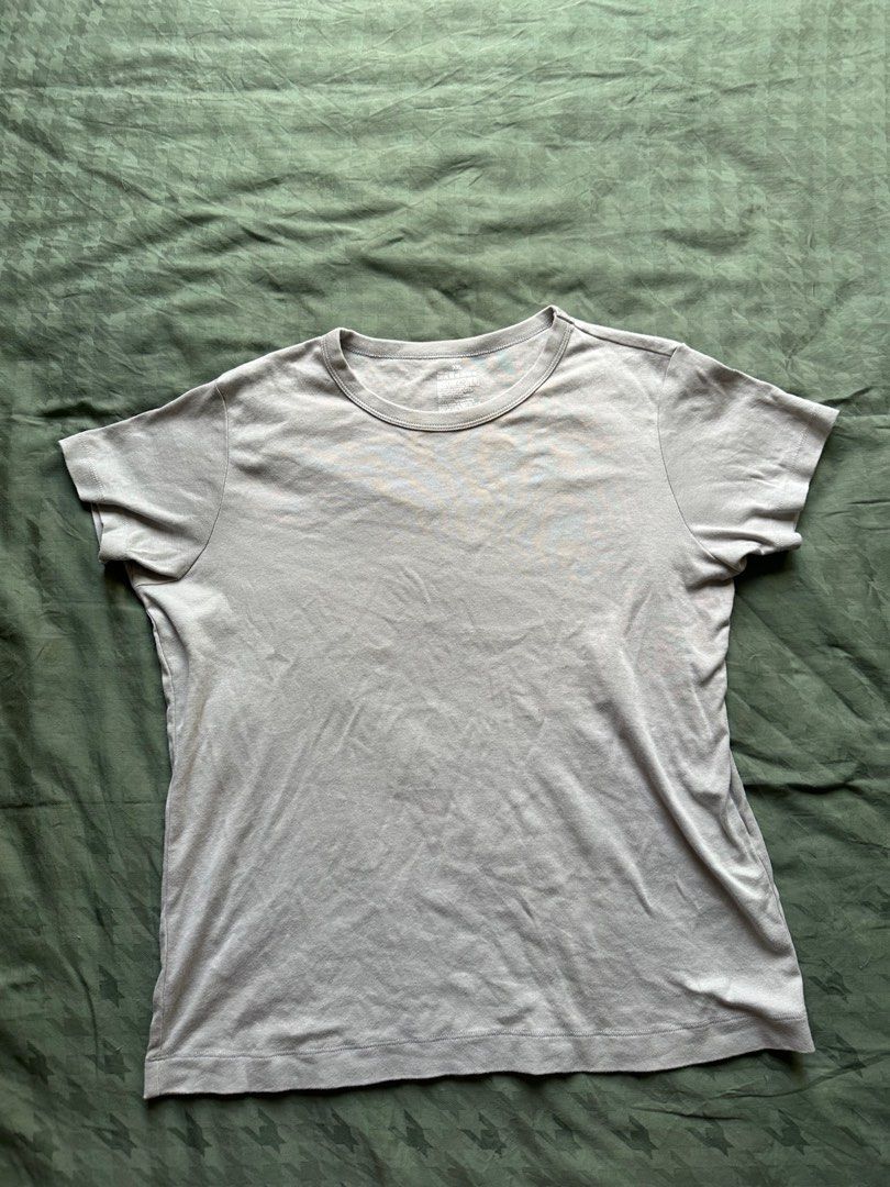 muji grey-blue basic shirt, Women's Fashion, Tops, Shirts on Carousell