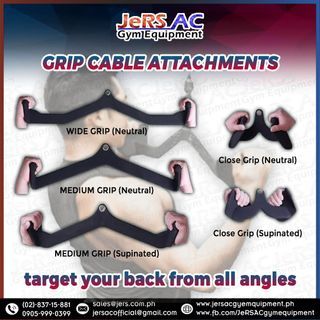 Multi-Grip Lat Pulldown Attachments, 5 Pack - Universal Fit for All Cable Pulley Machines
