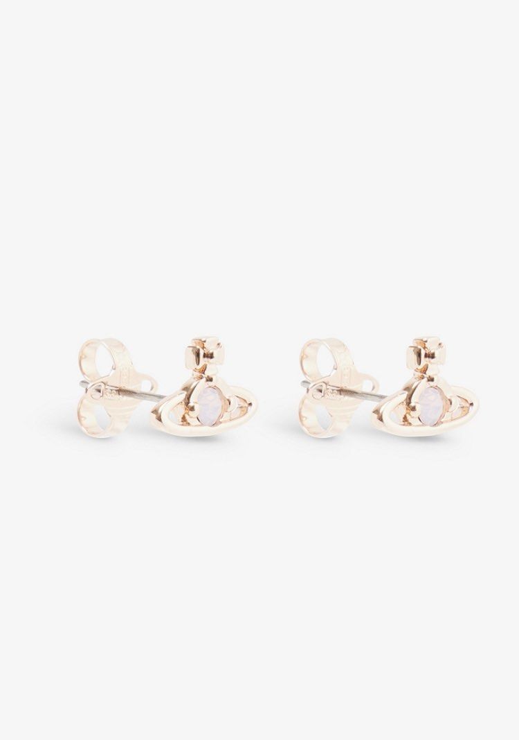 Nano Solitaire rose gold-plated brass and crystal stud earrings
