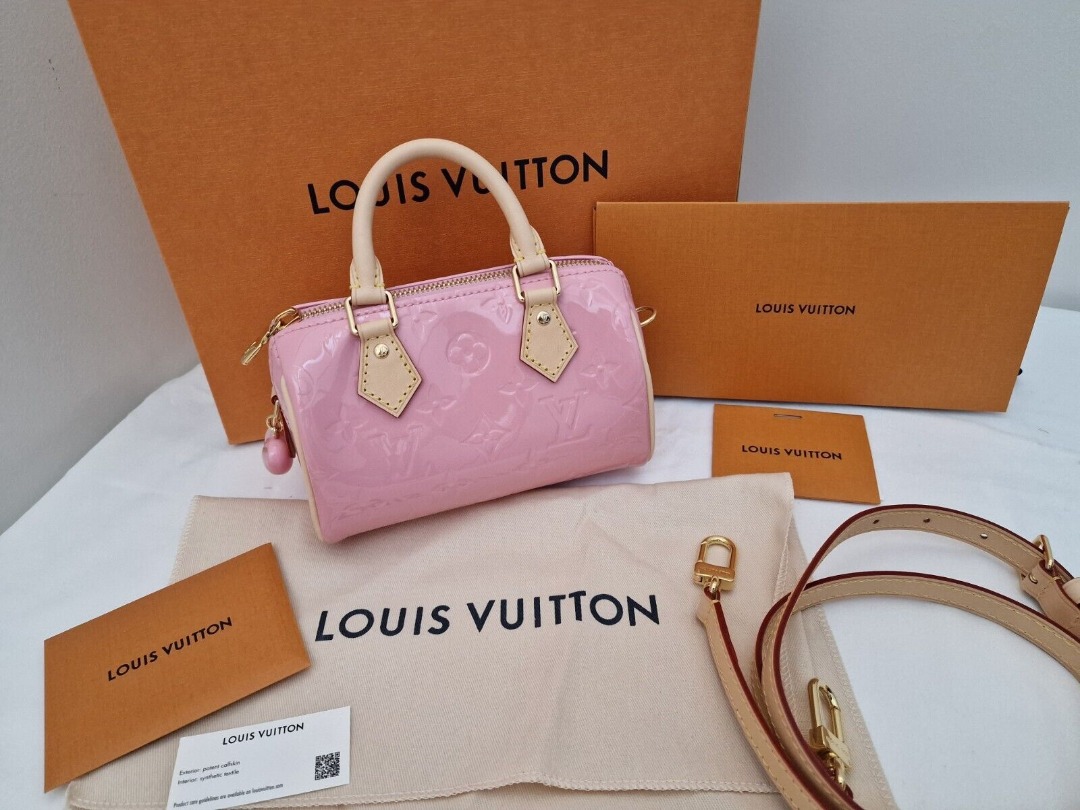 RARE NWT Louis Vuitton Nano Speedy Patent Mochi Pink Valentine's
