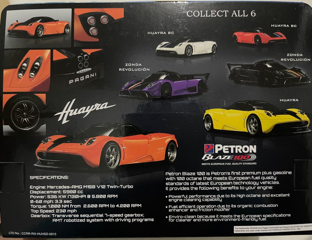 Petron pagani toy car hot sale