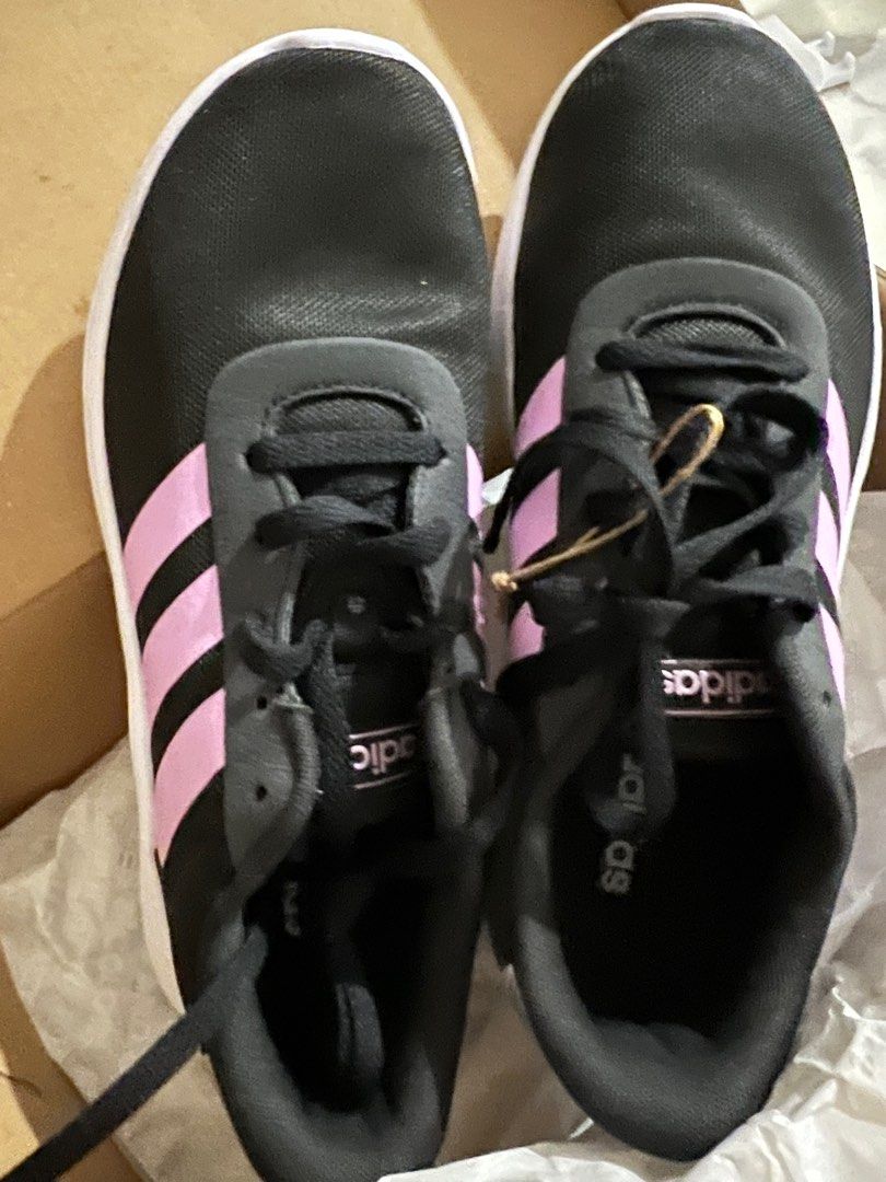 Black adidas shoes with pink stripes clearance
