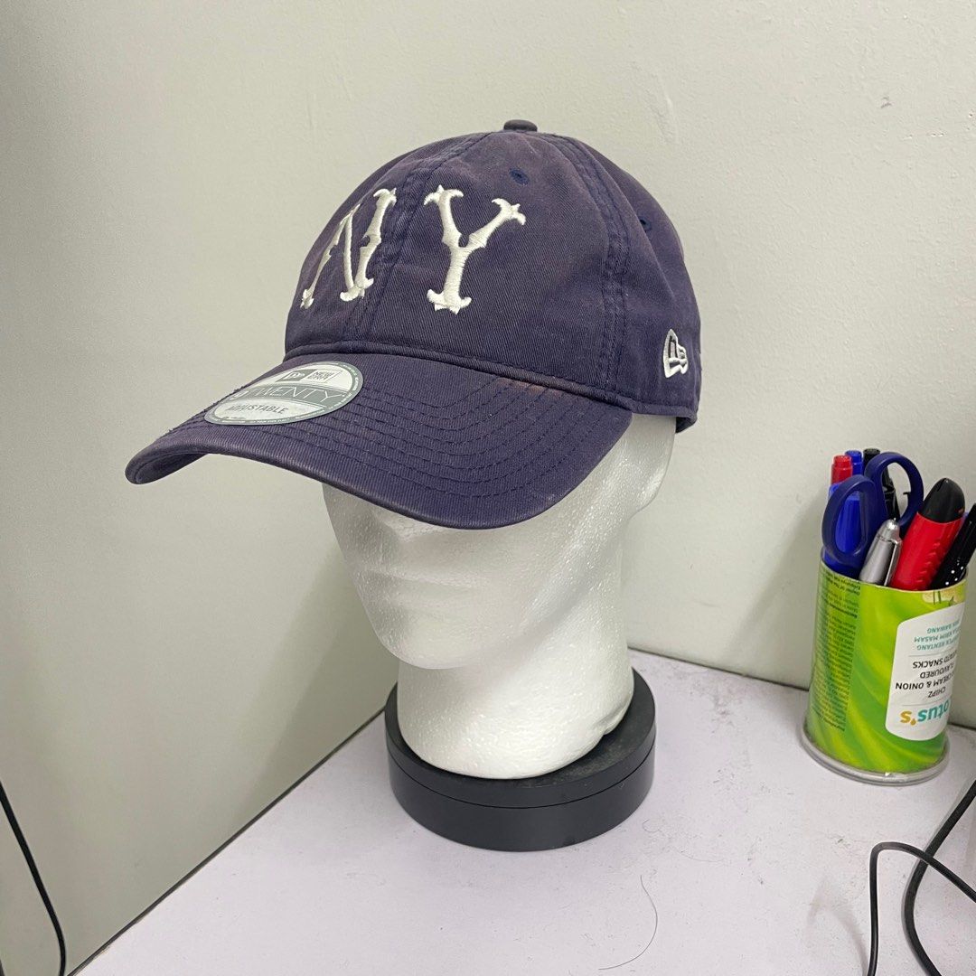 SALE NEWERA NEW YORK BONE FONT JAPAN EDITION RELEASE LIMITED SUN FADE BLUE COLOR LEATHER STRAP VINTAGE HAT DAD CAP TOPI VTG SPORT BASEBALL ADULT