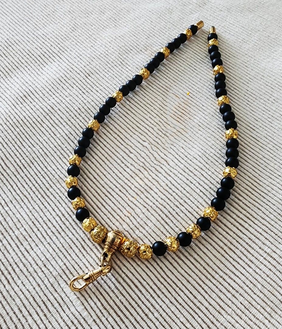 Gold and shop black bead necklace