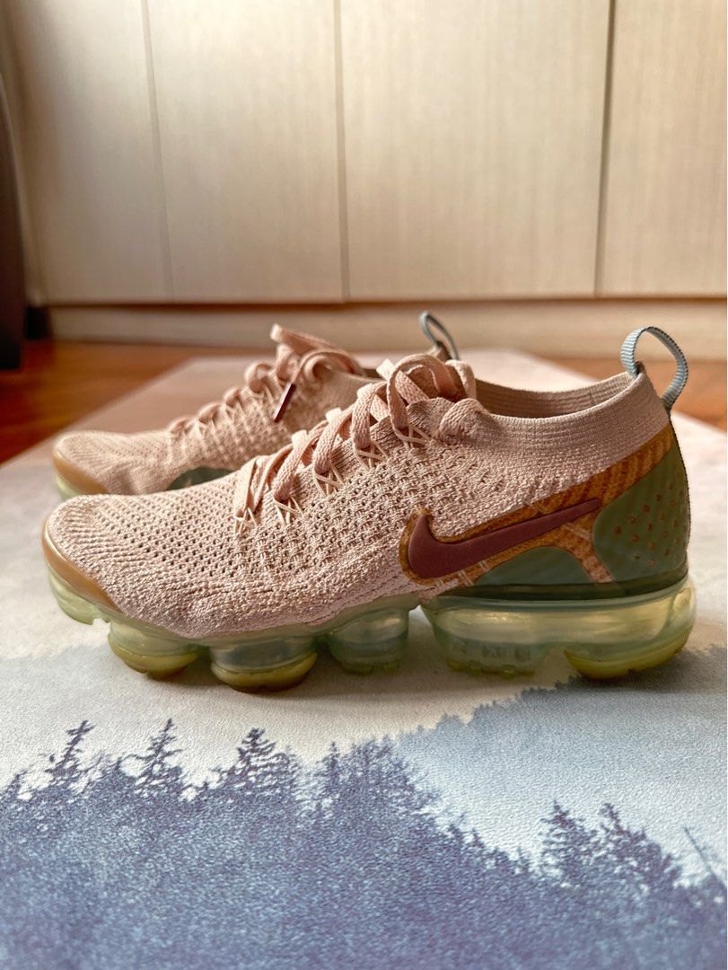 Nike running vapormax flyknit 2 trainers in beige hot sale