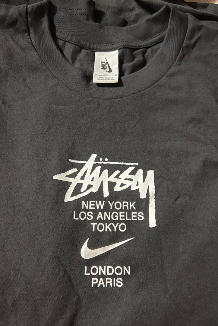 Nike x Stussy International T-shirt-Black-XL, 男裝, 上身及套裝, T