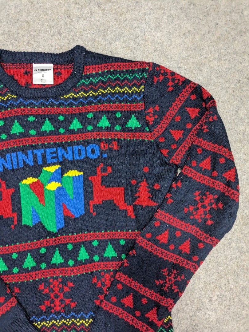 NINTENDO 64 Christmas Sweater Knitted Knit Long Sleeve Pullover