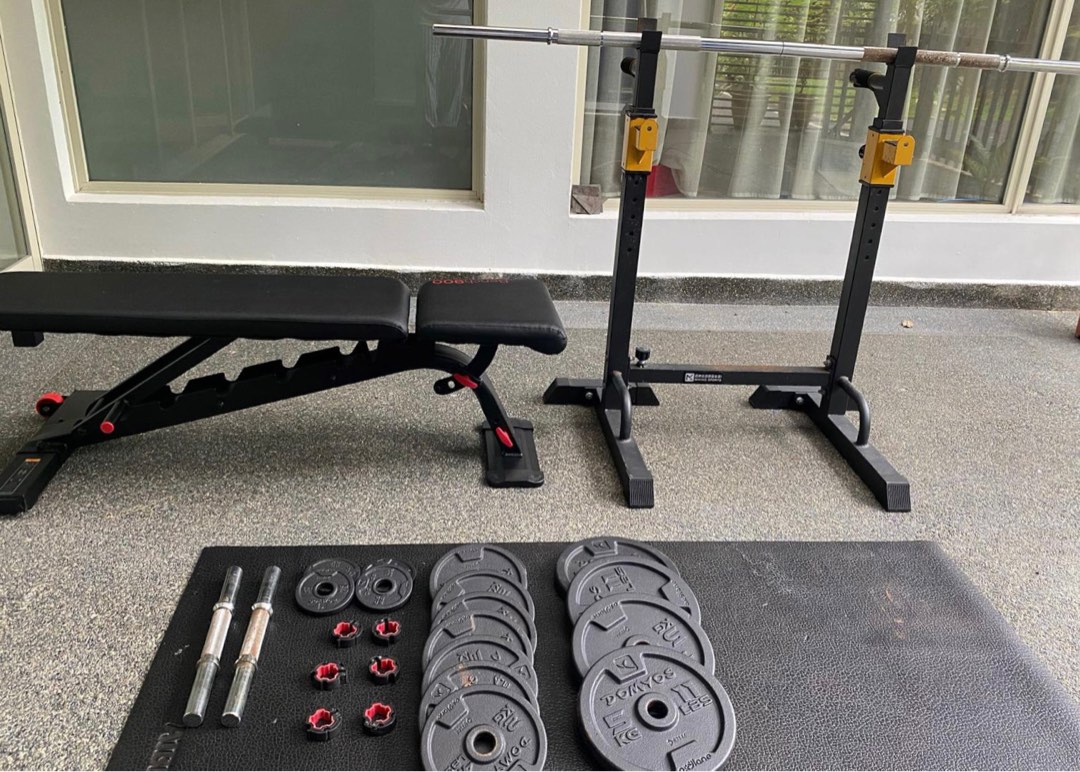 Perfect home gym weights, bars, stand and bench, Sports Equipment