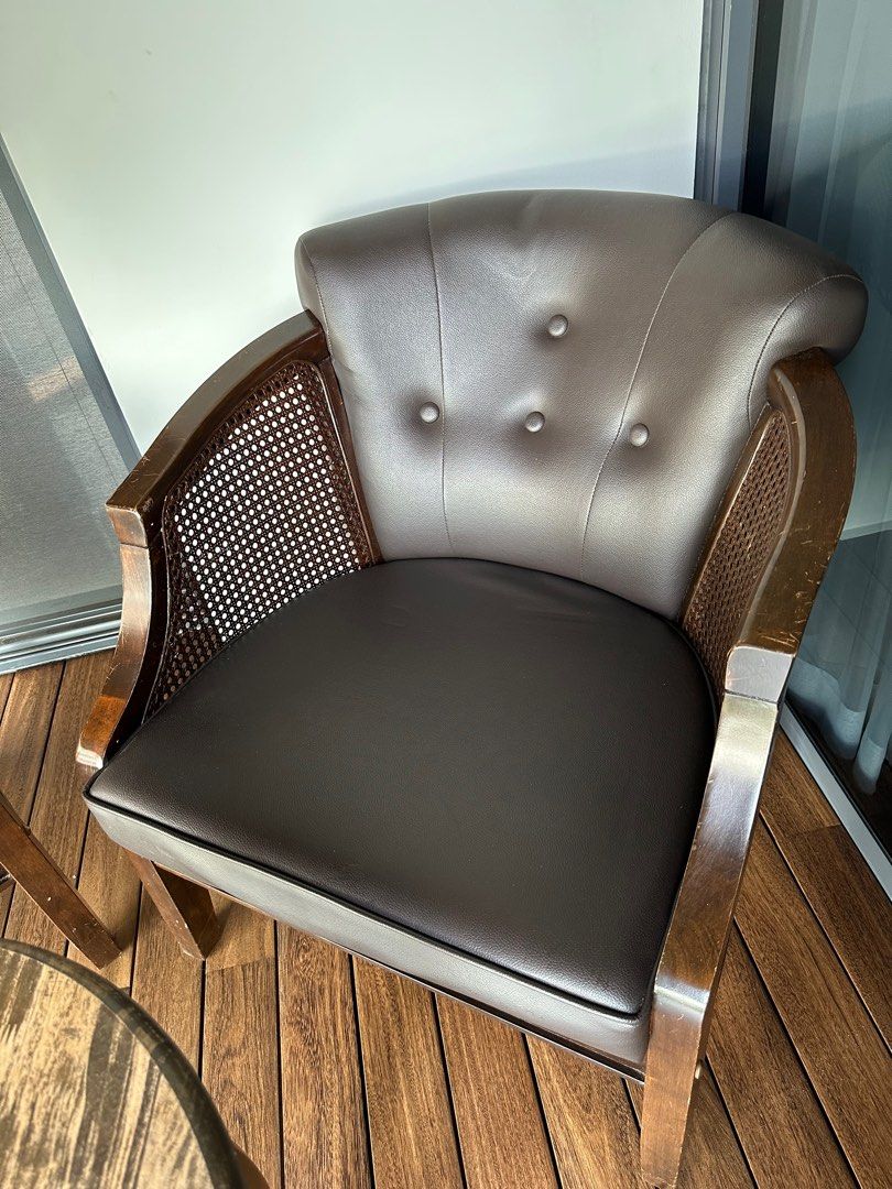 Picket and rail armchair with table set, Furniture & Home Living