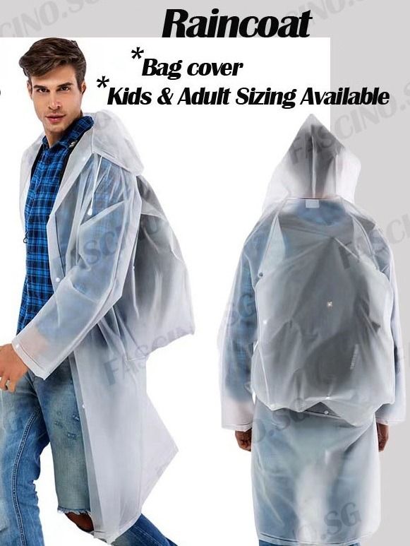Portable Reusable Adult EVA Raincoat with Hood and Elastic Cuff Sleeves Unisex Kids Raincoat Children Raincoat